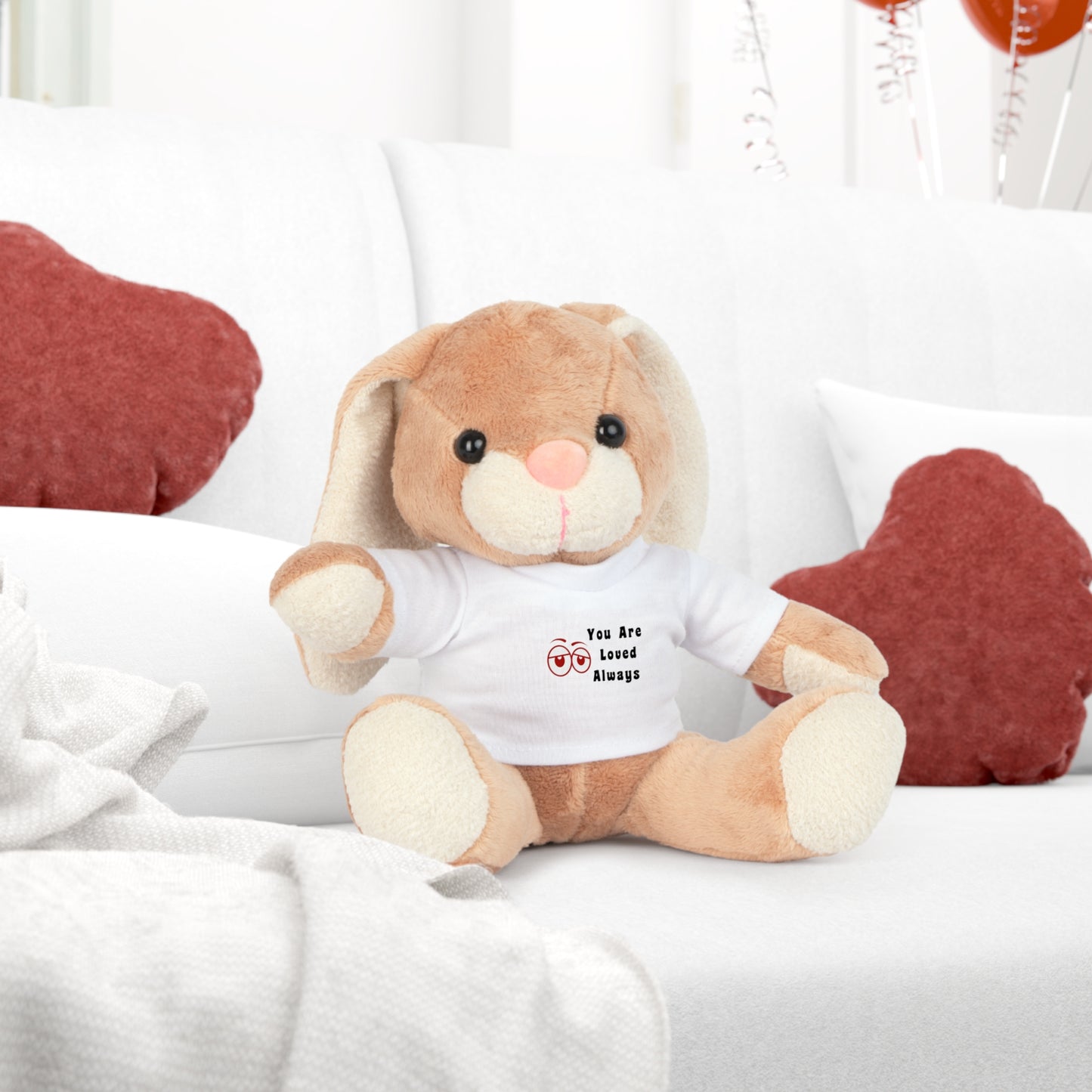 Adorable Plush Rabbit Toy with 'You Are Loved Always' T-Shirt