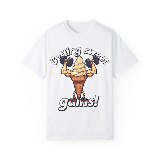 Fitness & Ice Cream Graphic Unisex T-Shirt - 'Getting Sweet Gains!'